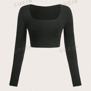 NWOT Shein Crop Square Neck Long Sleeve